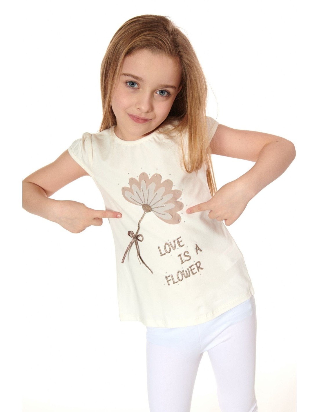 Girls\' blouse with cream application NDZ81380 - Online store - Boutique